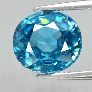 π 4.81ct 8.8x8mm VVS Oval Natural Blue Zircon - Gentle Heat, Cambodia Gemstone - Picture 1 of 4
