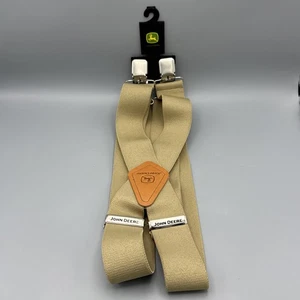 John Deere Suspenders Beige Khaki 2'' Logger Belt Adjustable Elastic 46'' X Back - Picture 1 of 4