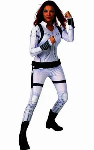 RUBIES LICENSED DELUXE BLACK WIDOW WHITE SUIT ADULT WOMENS HALLOWEEN COSTUME, M - Picture 1 of 3
