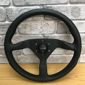 Genuine Momo Monte Carlo black leather 350mm steering wheel with horn button. 8B - Picture 1 of 14