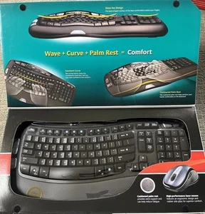 Logitech Cordless Desktop Wave Wireless Keyboard & Laser Mouse -New & Sealed! - Afbeelding 1 van 7