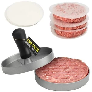 Burger Press with 150 Patty Paper,Non-Stick Hamburger Patty Maker with Wax Paper - Picture 1 of 6
