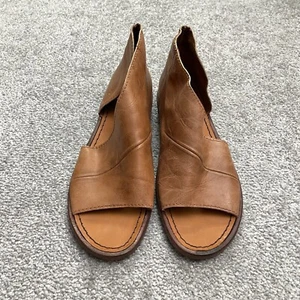 Free People Leather Mont Blanc Asymmetrical Sandals Womens 38 Brown Open Toe - Picture 1 of 11