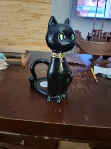 Sleek BLACK CAT Shield Single Wick Candle Holder Bath & Body Works - Picture 1 of 7