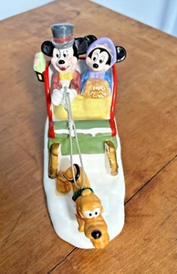 DISNEY Schmid Christmas Winter Wonderland Micky Minnie & Pluto Musical Sled Ride - Picture 1 of 5