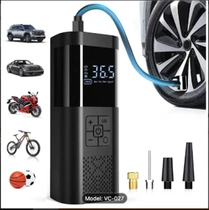 Portable Air Compressor Tire Pressure Inflator, 150PSI Car Tire Pump LED Light - Picture 1 of 6