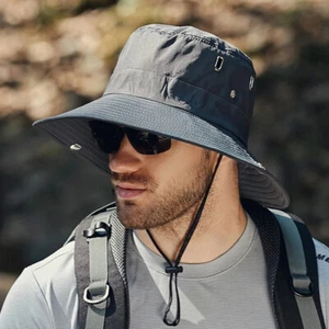 Fishing Hat Breathable Sun Protection Boonie Hat Wide Brim Safari Sun Hat Men UK - Picture 1 of 9