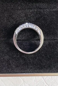 1/20th Cttw Diamond - “I Love You” Engraved Band Ring 925 Sterling Silver 7.75 - Picture 1 of 8