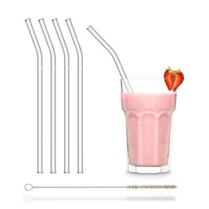 HALM 4x 23cm (Gebogen) Glasstrohhalme Glasstrohhalme Glastrinkhalme Strohhalm Tr - Picture 1 of 6