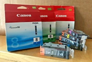 Genuine Canon Inks - CLI-8 / PGI-5BK SINGLES, SETS, MULTIPACKS LOT (INC VAT) - Picture 1 of 22