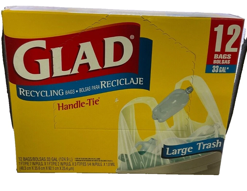 Glad Recycling Bags Large Trash Handle Tie 12 Bags - 33 Gallons - Image 1 of 1