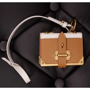 NEW $725 PRADA Tan Saffiano Leather CAHIER NOTE BOOK JOURNAL Keyring Trick CHARM - Picture 1 of 12