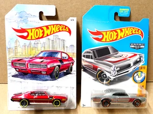 Hot Wheels 69 1969 Pontiac GTO Judge Red + 67 1967 GTO Silver Muscle Mania - Picture 1 of 8