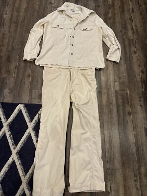 Conjunto de Jaqueta e Calça Jeans Branca Vintage Anos 70 Lee Lee LeeSet 2 Peças EUA RARO - Imagem 1 de 4