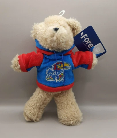 Forever Collectibles Team Beans Bear in KU University of Kansas Jayhawks Hoodie Cover
