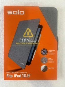 Solo Wyatt Recycled Slim Case for iPad 10.9" with Stylus Holder Gray - Picture 1 of 4