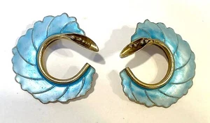 Vintage Chinesische Emaille Gold Vergoldet Ohrstecker Antik Cloisonné Blau Wirbel - Bild 1 von 11