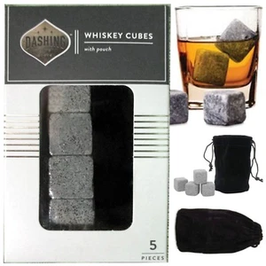 Whiskey Cubes 5pc GIFT SET -  Natural Glacier Stone - No more watery drinks!! - Picture 1 of 4