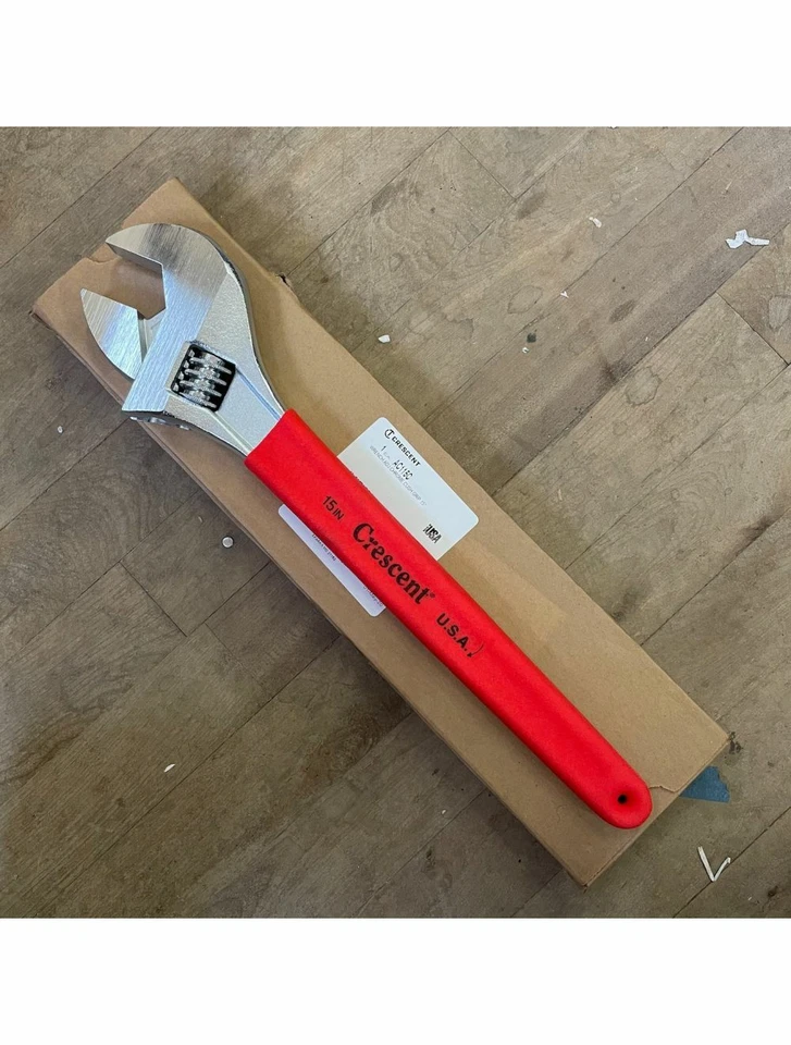 Media Luna "HECHO EN EE. UU." 15" Llave Ajustable Cromo Mango Sumergido #AC115C Foto 1 de 1