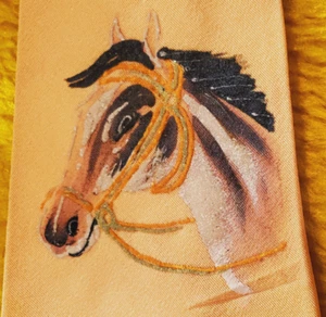 1940er 1950er VINTAGE ~ HANDBEMALT ~ HERREN KRAWATTE ~ PFERD COWBOYHUT WESTERN ~ 55" - Bild 1 von 9