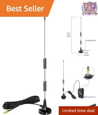 Antena doble banda VHF UHF SMA hembra 8dBi base magnética portátil radio bidireccional Foto 1 de 4