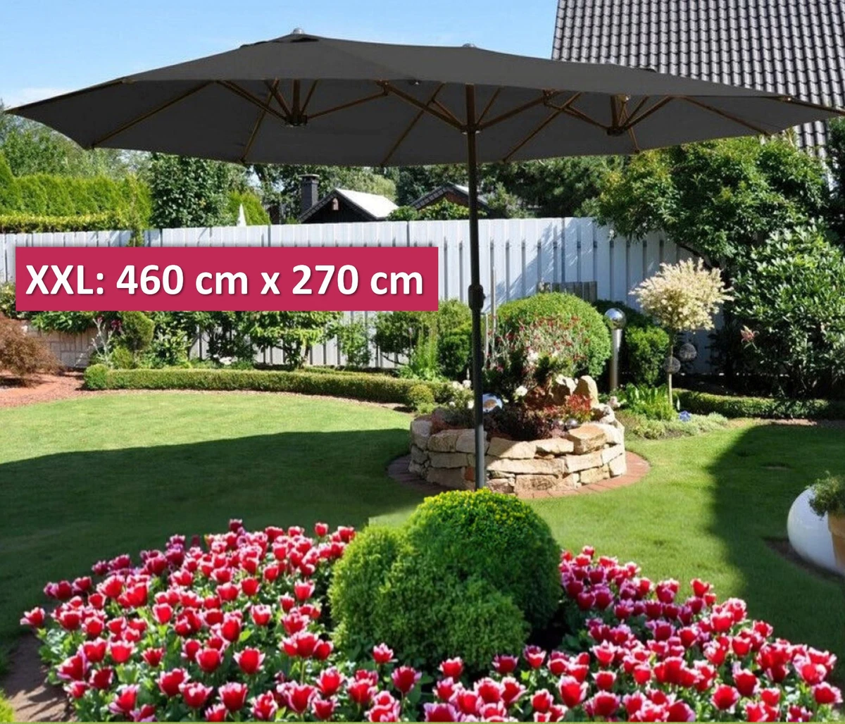 Sunnyglade Terrassenschirm Mit Kurbel & Knickmechanismus – 228,6 Cm, 6 Streben, Marktschirm Für Garten