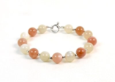 Bracciale in Pietra di Luna,Intercalari e chiusura in Argento 925. Made in Italy - Immagine 1 di 2