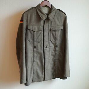 Vintage Wool Jacket German Flag Militar Collared Size M/L Green - READ