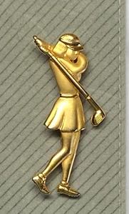 Broche de golfista vintage dama niña tono dorado firmado JJ - 2,25" BONITO - Imagen 1 de 3