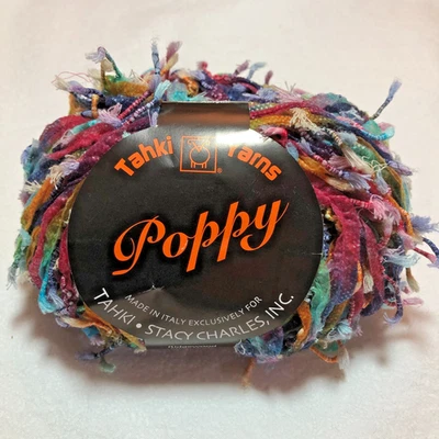 Tahki Yarn Poppy Ribbon Color 004, 81 yd, eyelash, dark rainbow DISCONTINUED - Image 1 of 4