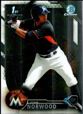 2016 Bowman Chrome Prospects #BCP27 John Norwood Miami Marlins 1st Rookie - Image 1 of 2
