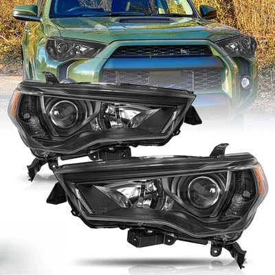 Juego de montaje de faros ámbar negro 4 puertas para Toyota 4Runner 2014-2020 par Foto 1 de 2