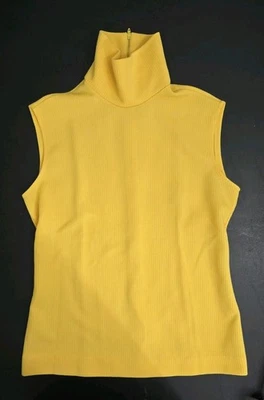 Top Harmin Modes de Colección Años 60/70 Sin Nivel Cuello Alto Hecho en EE. UU., Acanalado, Amarillo Foto 1 de 4