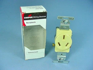 Cooper 805V Ivory Single Outlet 20A Receptacle NEMA 10-20R 125/250V Commercial - Picture 1 of 6