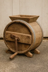 Antique Wood Butter Churn 🧈 Hand-Crank Barrel • Primitive Rustic 🚚 Free Ship - Picture 1 of 9
