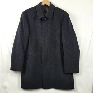 Ralph Lauren LRL Overcoat Mens 48R Wool Blend Charcoal Gray Herringbone Long  - Picture 1 of 15