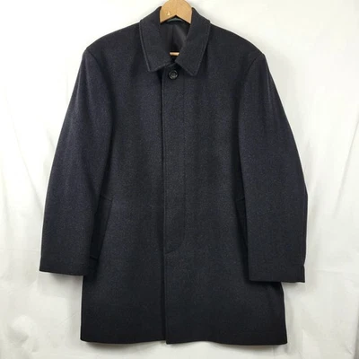 Ralph Lauren LRL Overcoat Mens 48R Wool Blend Charcoal Gray Herringbone Long  - Image 1 of 4