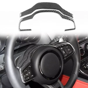 Real Carbon Fiber Steering Wheel Cover Trim For Jaguar F-TYPE 2013-2022 - Picture 1 of 6