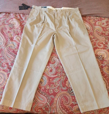 NEW Polo Ralph Lauren Pants Mens BIG 46B x30 KHAKI Andrew Pleated Chino - Image 1 of 4