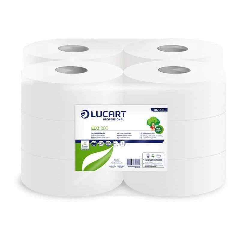 Carta igienica Lucart Eco 200 m mini jumbo 2 veli 12 rotoli da 527 strappi - 812 - Immagine 1 di 1