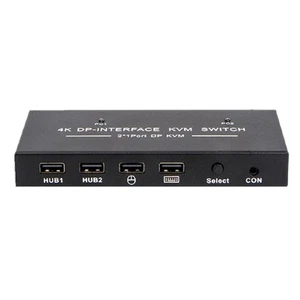 2 Port KVM Switch Dual Monitor Displayport 4K 60Hz KVM Switch 1 Monitors 2 PC - Picture 1 of 12