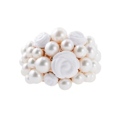 Anillo Mimi Milano Grace Perla Ágata Blanca Oro Rosa Cúpula Foto 1 de 4