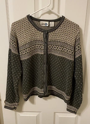 Paul Harris Design Sweater Women’s Medium Green Cream Fair Isle Snowflake Vtg - Image 1 of 4