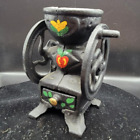 Vintage Hand Painted Miniature Cast Iron Coffee Grinder with Movable Parts