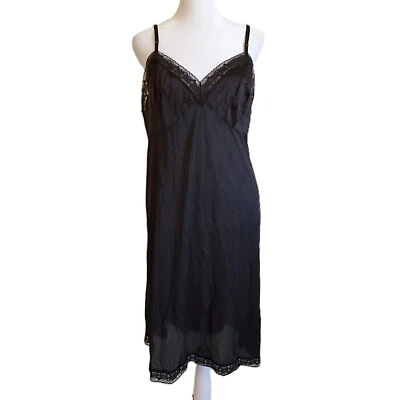 Vanity Fair черный кружевной отделки полный скольжения 24» 40/46 бюст Кокетливое белье - Изображение 1 из 4