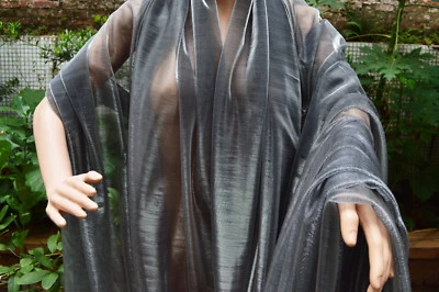 M19 Silver Black Metallic Iridescent 2 Tones Stretch Mesh Net Fabric Material - Image 1 of 4