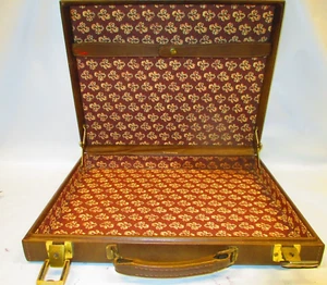 Bel étui à attache cuir de vache grain supérieur marron vintage 16"X13"X2,75" - Photo 1/15
