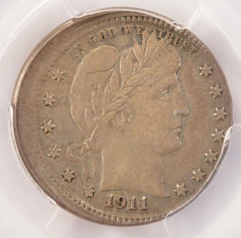 PCGS 25c 1911 Barber Quarter Struck 5% Off-Center AU53 Cover
