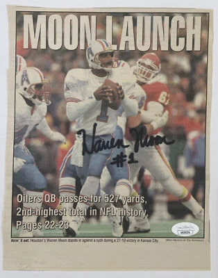 Warren Moon Signed Newspaper Photo - JSA COA - Houston Oilers NFL Auto HOF - Image 1 of 4