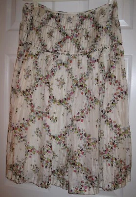 David Meister Ivory10 N/WTAG Floral Silk SKIRT Pleated Women's - Image 1 of 4